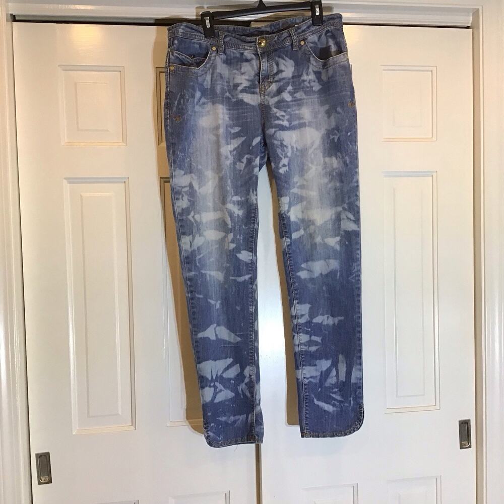 Apple Bottom Jean Women Sz 16 Blue Acid Wash Slit Hem By Nelly Y2K Retro Bodycon